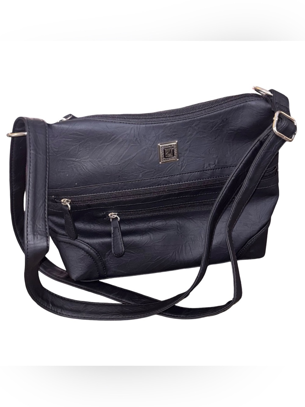 Leather Purse by Stone Mountain USA Black with Silver Hardware